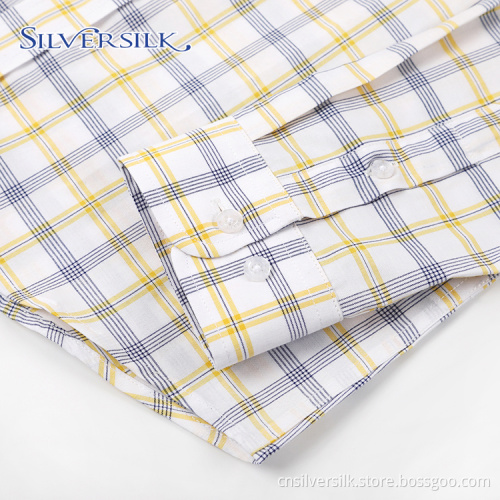 Custom Yellow Checks Poly Cotton TC Breathable Shirts